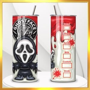 Ghost Face - 20oz Tumbler Stainless Steel - Design created by me